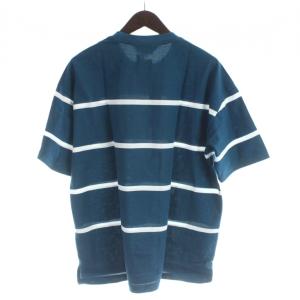 LACOSTE SHIPS別注 ドロップテイル ポケット リラックス Tシャツ XL 緑 グリーン ボーダー柄 クルーネック