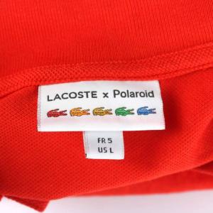 LACOSTE ×polaroid ポロシャツ L 赤 レッド 半袖 ロゴ刺繍 /AP