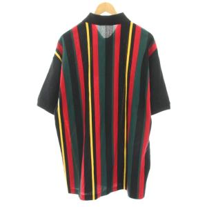 FRED PERRY タグ付き × BEAMS 別注 オーバーサイズストライプポロシャツ カットソー 半袖 L 黒 ブラック
