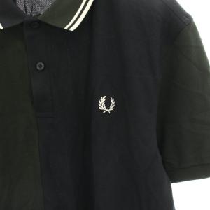 FRED PERRY × BEAMS タグ付き ポロシャツ カットソー 切替 半袖 XL カーキ 紺 ネイビー SM9152