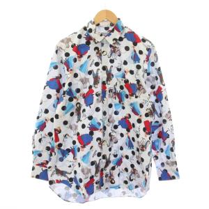 DISNEY 14AW クリスマス限定 アナ雪 シャツ 長袖 ストライプ M 青 ON-B004 /KH