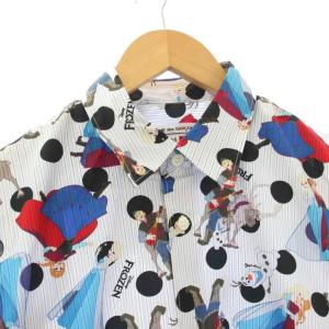 COMME des GARCONS DISNEY 14AW クリスマス限定 アナ雪 シャツ 長袖 ストライプ M 青 ON-B004 /KH