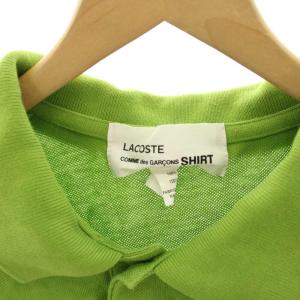 COMME des GARCONS SHIRT × LACOSTE コットン鹿の子アシンメトリーポロシャツ カットソー 半袖 L 黄緑 イエローグリーン