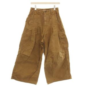 コットン ダックパンツ カーゴ ワイドパンツ S 茶 ブラウン K1610LP181 /G
