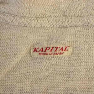 KAPITAL Tシャツ カットソー 半袖 Vネック パッチワーク リネン 3 ベージュ 青 K1504SC031 /BM