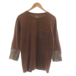 コハゼカフススラブボーダーTシャツ カットソー 長袖 3 茶 ブラウン K1402LC211 /RR