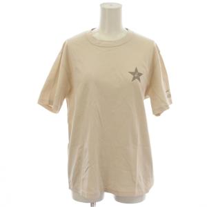 Tシャツ M ベージュ 半袖 ラウンドネック ロゴプリント /KG