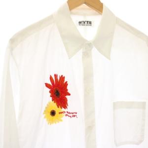 S’YTE ヨウジヤマモト フラワー刺繍ロングシャツ 長袖 3 白 UH-B74-080 /KH