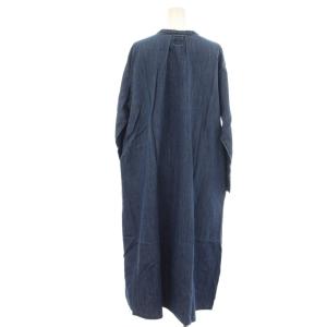 LEE ワンピース F 青 ブルー ロング丈 長袖 バンドカラー Vネック /KG