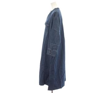 LEE ワンピース F 青 ブルー ロング丈 長袖 バンドカラー Vネック /KG