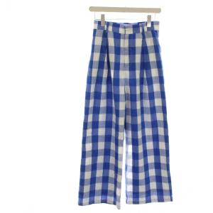 パンツ M 青 ブルー チェック柄 クロップド丈 ワイド 62-23-0068-438 /KG