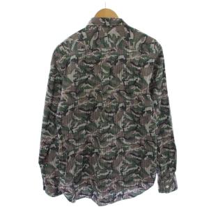 Comme des Garçons Homme Deux AD2013 シャツ 長袖 ストライプ 迷彩 カモフラ L グレー グリーン DM-B041 /BM