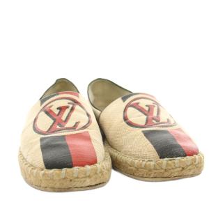 LOUIS VUITTON ポストカード エスパドリーユ スリッポン シューズ ロゴ 36.5 ベージュ /YM