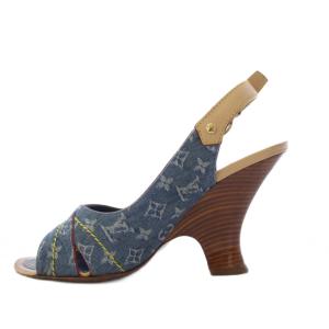 LOUIS VUITTON パンプス モノグラム デニム 36 ブルー