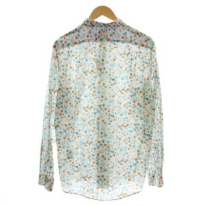 PAUL SMITH 花柄 シャツ 長袖 L 白 ブルー PF-CR-78836 /G