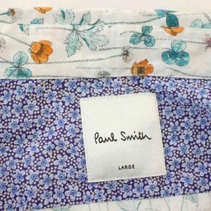PAUL SMITH 花柄 シャツ 長袖 L 白 ブルー PF-CR-78836 /G