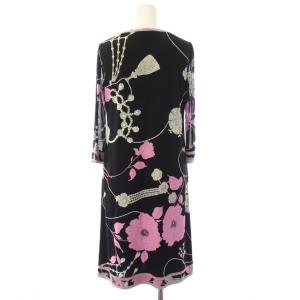 LEONARD FASHION ワンピース 袖シースルー 34 ブラック ピンク