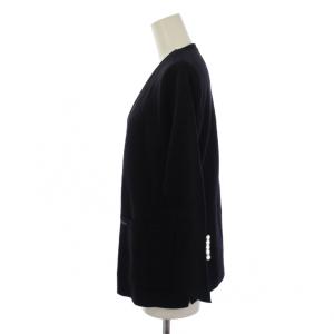 René ノーカラー ニット カーディガン ジャケット 七分袖 ウール 34 紺 6212940 /BM