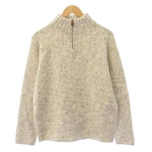 ニット セーター ハイネック ハーフジップ ウール M ベージュ