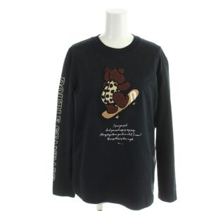 Tシャツ F 黒 ブラック 長袖 ベアモチーフ 袖プリント 0208-000224 /KG