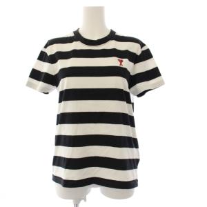 ボーダーTシャツ カットソー 半袖 ロゴ刺繍 S 白 黒 UTS038.JE0069 /KH