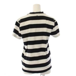 AMI Alexandre Mattiussi ボーダーTシャツ カットソー 半袖 ロゴ刺繍 S 白 黒 UTS038.JE0069 /KH