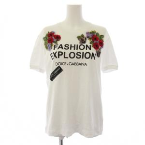Tシャツ カットソー 半袖 クルーネック ロゴ 花モチーフ 白 /BM