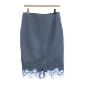 Ermanno Scervino スカート 44 水色 ライトブルー ひざ丈 タイト レース裾 /LP