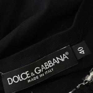 DOLCE&GABBANA シースルーレース Tシャツ 半袖 リボン 花柄 カットソー 40 黒 ブラック FBC30T /G