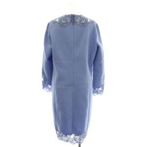 Ermanno Scervino ウール混 ワンピース レース 長袖 ひざ丈 44 水色 ライトブルー D312Q366PWE /G