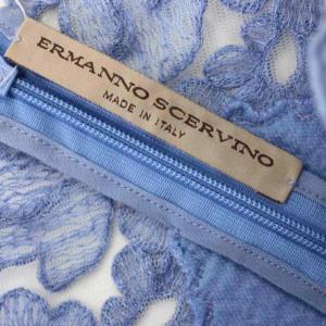 Ermanno Scervino ウール混 ワンピース レース 長袖 ひざ丈 44 水色 ライトブルー D312Q366PWE /G