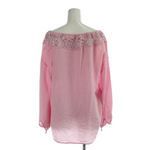 Ermanno Scervino シャツ ブラウス シルク 38 ピンク 長袖 オフショルダーネック レース装飾 /AP