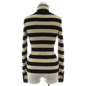 BURBERRY BLUE LABEL ニット カットソー 38 オフホワイト 黒 長袖 タートルネック ボーダー リブ E1N0735209