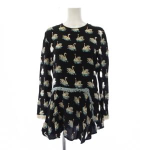 STELLA McCARTNEY セットアップ 白鳥柄 シルク 42 38 ブラック
