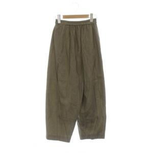 パンツ 40 グレー シャーリングウエスト ワイドシルエット クロップド丈 /JP