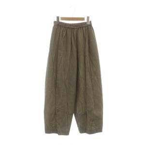 慈雨 パンツ 40 グレー シャーリングウエスト ワイドシルエット クロップド丈 /JP