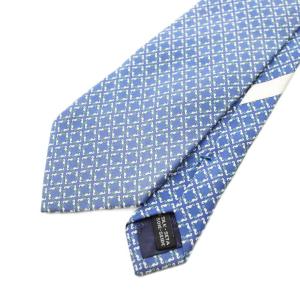 Salvatore Ferragamo ネクタイ シルク 青 ブルー 白 ホワイト 総柄 /YM OH