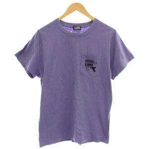 Tシャツ ポケット 半袖 バックプリント F 紫 パープル 01192CT01 /G