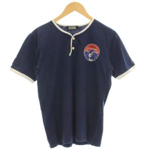 ヘンリーネック Tシャツ 半袖 ロゴ S ネイビー 紺 0212CT14 /G