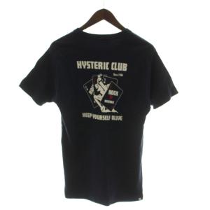 HYSTERIC GLAMOUR Tシャツ カットソー M 紺 半袖 ラウンドネック プリント /GG