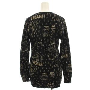 HYSTERIC GLAMOUR Vネック ニット セーター 長袖 総柄 F 黒 ブラック 2NS-5040 /G