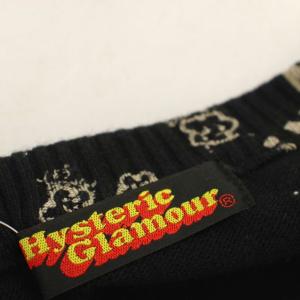 HYSTERIC GLAMOUR Vネック ニット セーター 長袖 総柄 F 黒 ブラック 2NS-5040 /G
