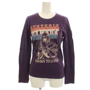 ロンT Tシャツ 長袖 カットソー プリント F 紫 パープル 2CL-2140 /G