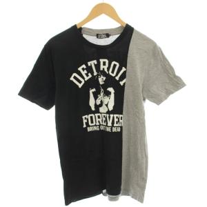 Tシャツ 半袖 バイカラー バックプリント M 黒 グレー 0251CT06 /G