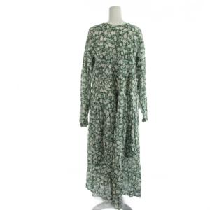 JOURNAL STANDARD relume 24SS コットンボイルクリンクルシャーリン ワンピース F 緑 グリーン 花柄 長袖 シャーリングウエスト
