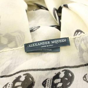 Alexander McQueen スカーフ 大判 スカル柄 プリント シルク アイボリー ブラック