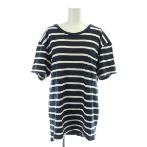 Tシャツ 1 紺 ネイビー 白 ホワイト ボーダー柄 半袖 ラウンドネック /AP
