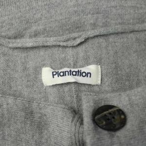 plantation カーディガン ウール M グレー 無地 ラウンドネック 長袖 /KG
