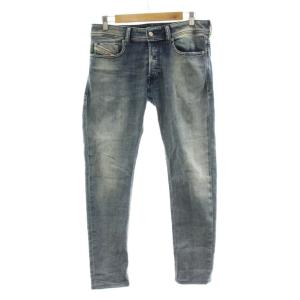 SLEENKER-X スキニー デニムパンツ ジーンズ ボタンフライ USED加工 30 インディゴブルー