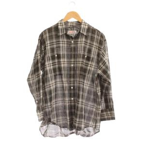 23SS コットンボイルチェックルーズシャツ グレー チェック柄 長袖 /JP